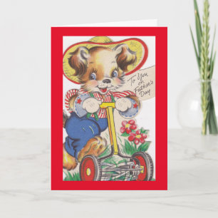 Carte Pelouse vintage de sciage de chien