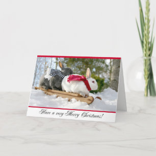 Carte pelucheuse de lapin de Joyeux Noël