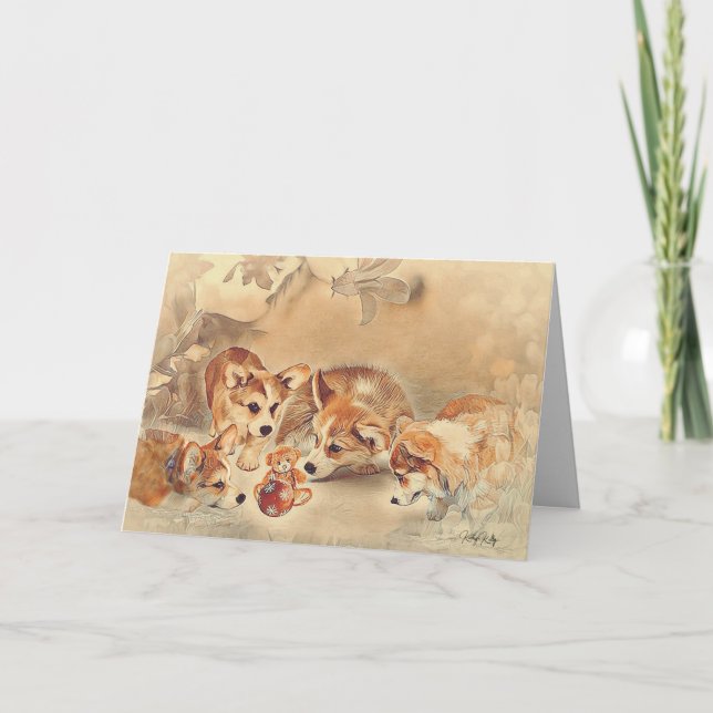 Carte Pembroke Welsh Corgi Puppies (Devant)