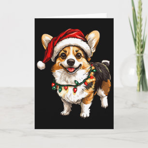 Carte Pembroke Welsh Corgi Santa Arbre de Noël Lumières