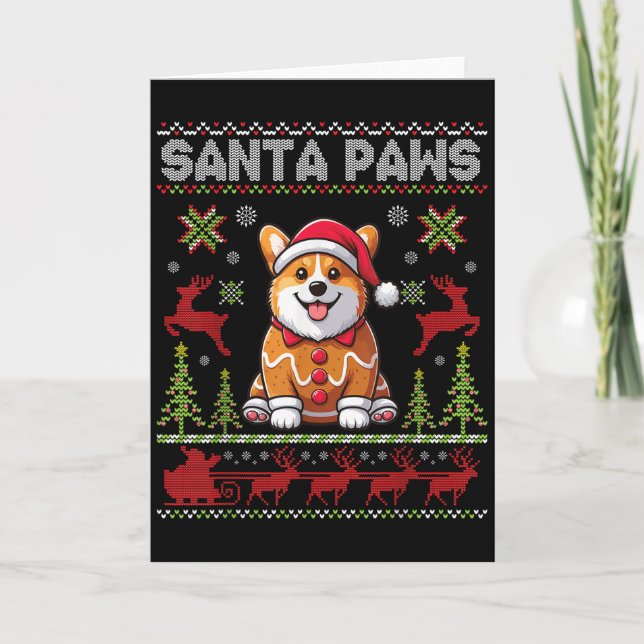 Carte Pembroke Welsh Corgi Santa Paws Merry Christmas Ug (Devant)