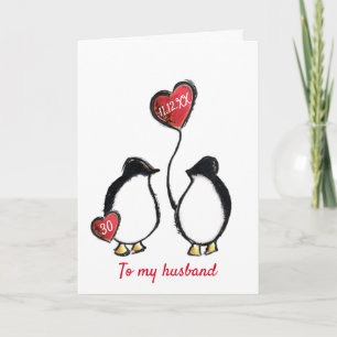 Carte Penguin 30e anniversaire de mariage perle mari