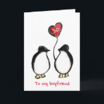 Carte Penguin 30th birthday or any age boyfriend card<br><div class="desc">Carte de manchot de petit ami personnalisée à 30e anniversaire. La carte romantique et illustrée parfaite pour un homme ou une femme à leur petit ami à l'âge de trente ans. Les messages à l'avant et à l'intérieur peuvent être personnalisés selon les besoins et l'âge indiqué peut également être modifié....</div>