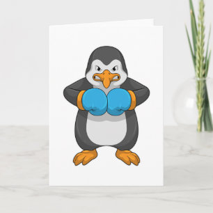 Carte Penguin at Boxing with Boxing Gloves