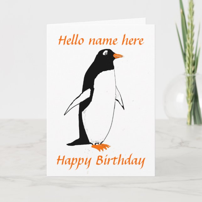 Carte Penguin Birthday Card ajouter nom (Devant)