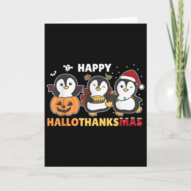 Carte Penguin Christmas Halloween Costume Happy Hallotha (Devant)