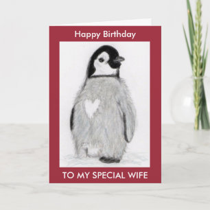 CARTE PENGUIN COEUR ANNIVERSAIRE POUR QUICONQUE ! PERSON