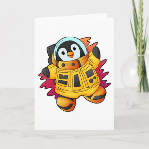 Carte Penguin en costume d'astronaute
