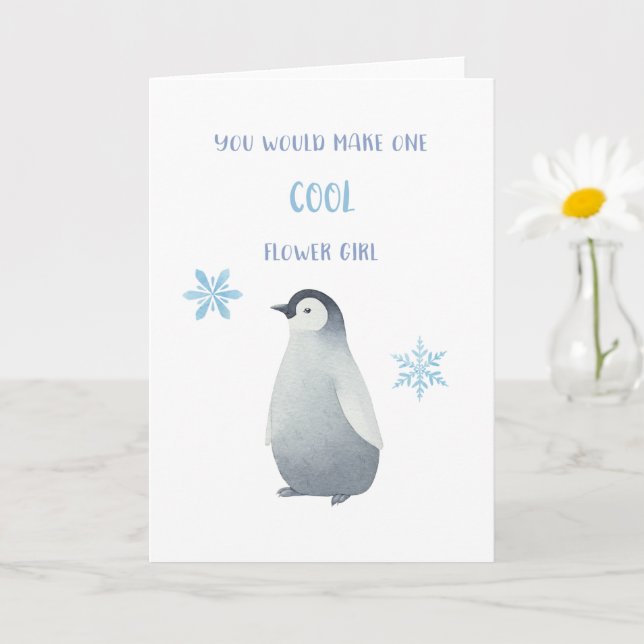 Carte Penguin Flower Girl Proposal Card (Petite plante)