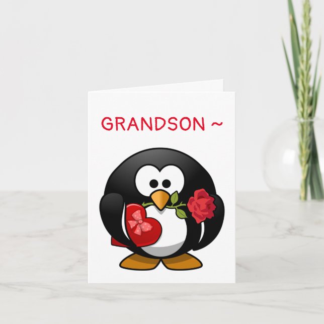 CARTE PENGUIN GRANDSON VALENTINE (Devant)
