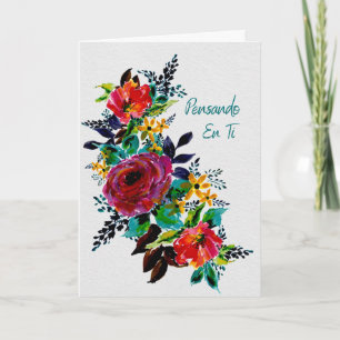 Carte Pensando en Ti - Tarjeta Floral de Apoyo y Ánimo