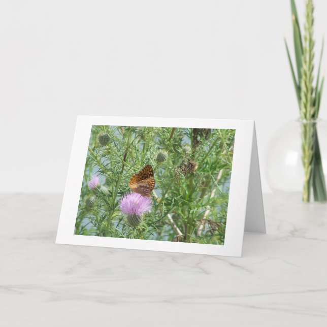 Carte Pensant à la fleur vous, d'ami, de papillon et de (Devant)