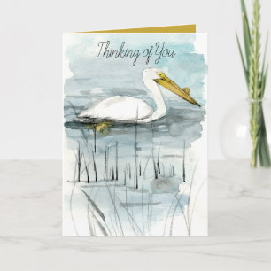 Carte Pense à toi Pélican Oiseau Sauvagine Lac