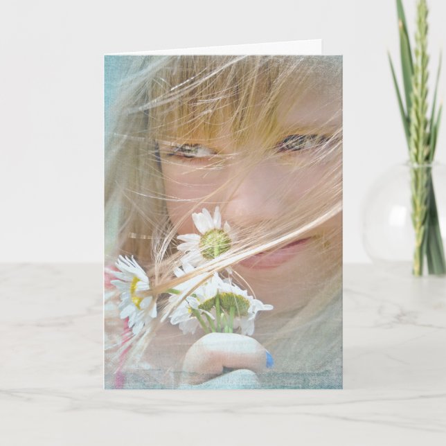 Carte pensée à la vous-fille avec des marguerites (Devant)