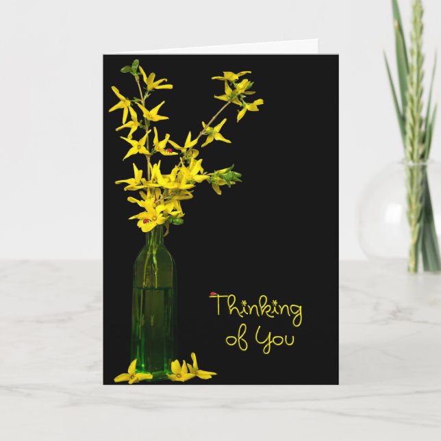 Carte Pensée à vous bouquet de forsythia (Devant)