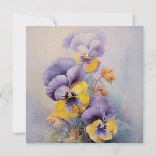 Carte Pensée de violette Pensée pour toi de style aquare (Devant)