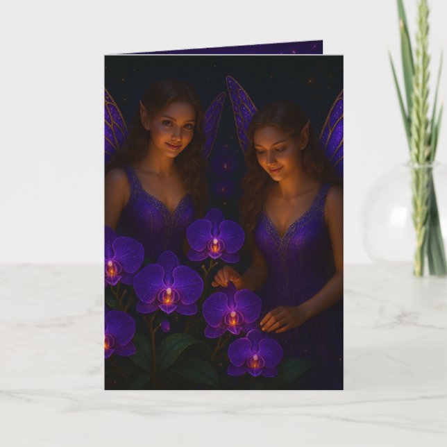 Carte Pensée Élégante de Vous Orchidée Violette Fée (Devant)