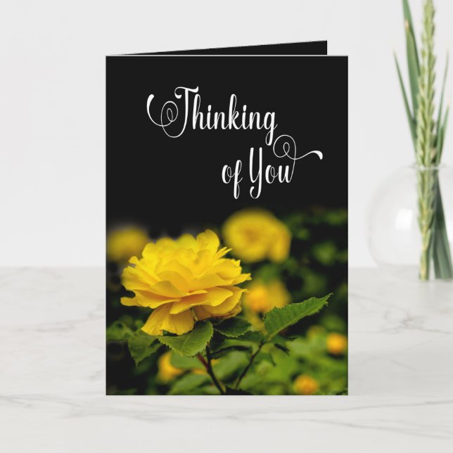 Carte Pensée pour toi, Blank, Rose jaune dans le jardin (Devant)