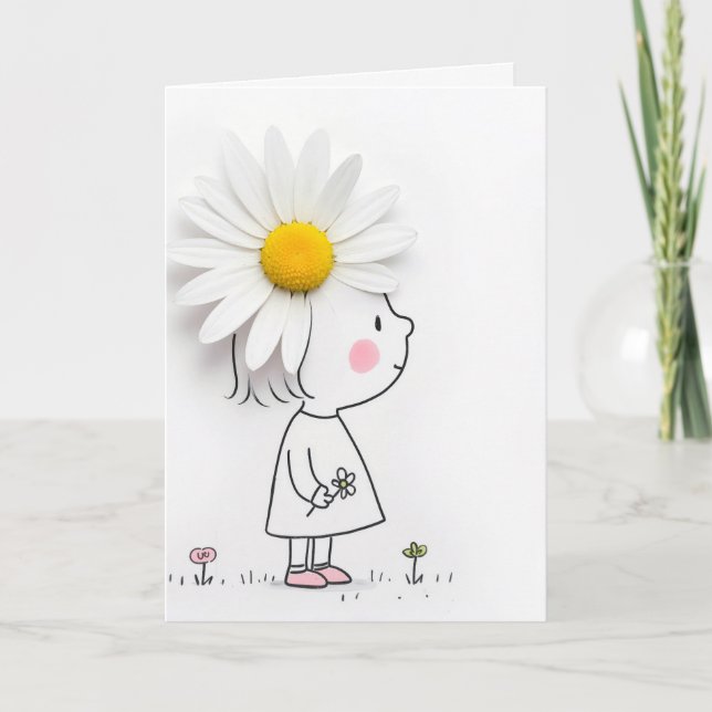 Carte Pensée pour toi Cheveux de marguerite (Devant)