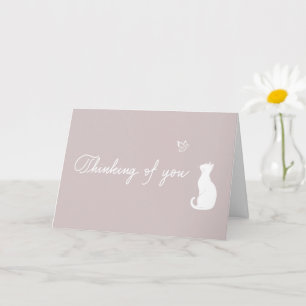 Carte Pensée pour toi Rose Poussiéreuse Deuil Chat