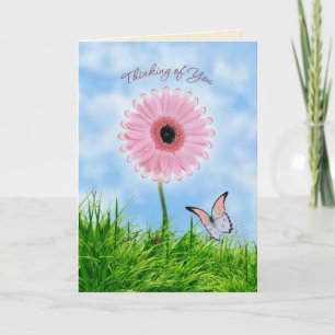 Carte Pensée pour vous avec fleur de marguerite-ge