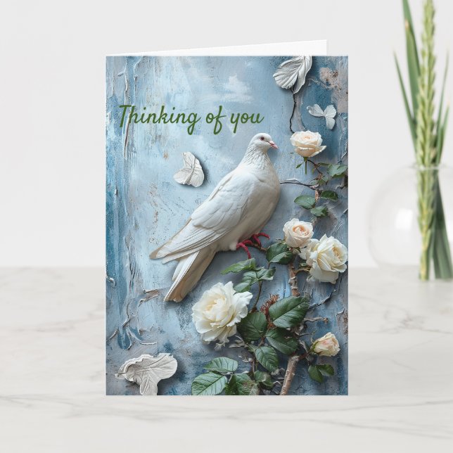 Carte Pensée pour vous - Colombe Condoléances (Devant)