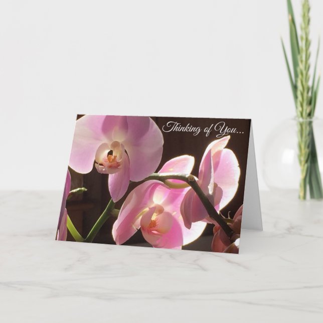 Carte pensée pour vous orchidée rose vierge à l'in (Devant)