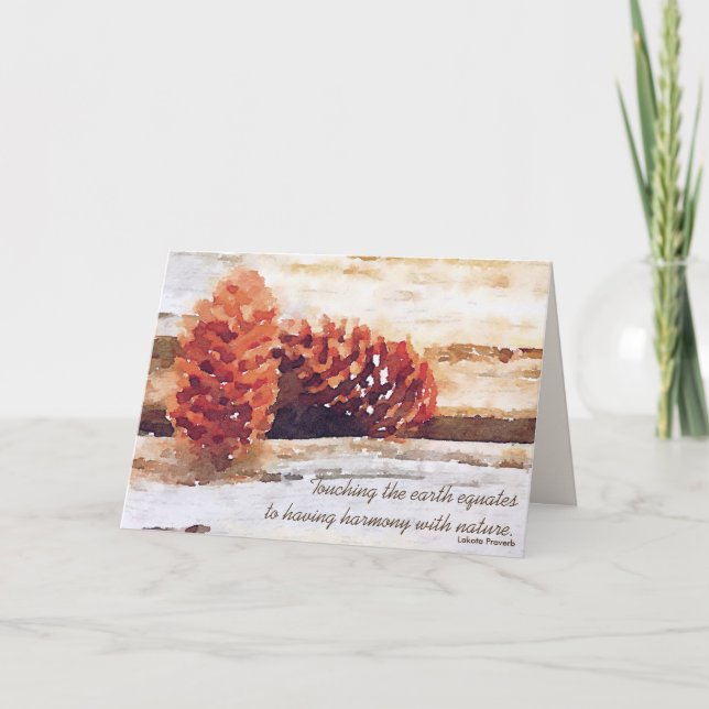 Carte Pensée Rustique De Vous Aquarelle Pinecones Person (Devant)