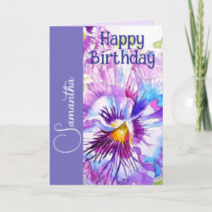 Carte Pensée Violette Fleur Fille Nom Anniversaire