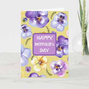 Carte Pensées Personnalisées Violettes Lavande Jaune Mèr