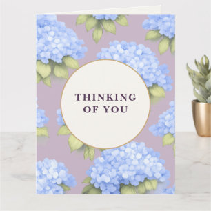 Carte Pensées pour toi Fleurs de Hortensia Bleu