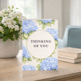 Carte Pensées pour toi | Fleurs d'hydrangea bleues