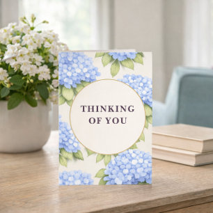 Carte Pensées pour toi   Fleurs d'hydrangea bleues