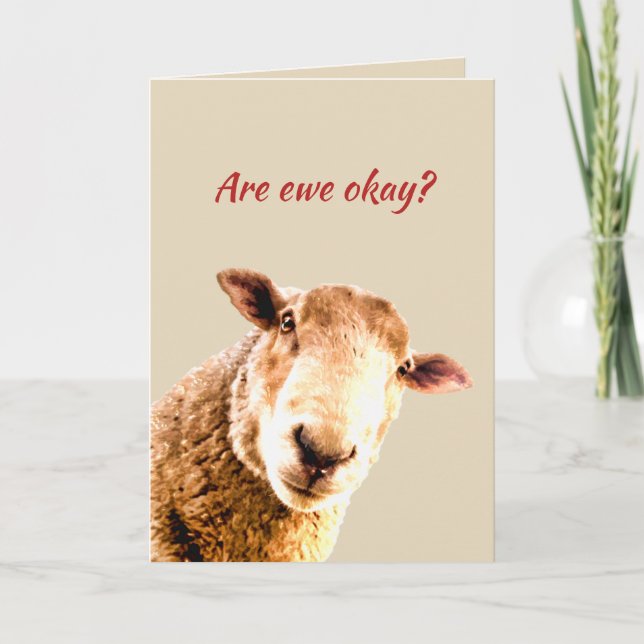Carte Penser à Ewe amusant Humour animal mouton (Devant)