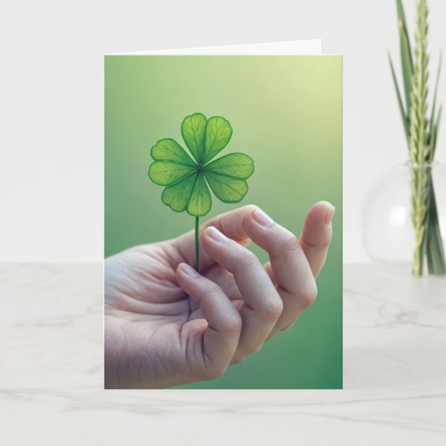 Carte Penser à votre trèfle à quatre feuilles (Devant)