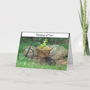 Carte Penser à votre vélo Fleurs roses