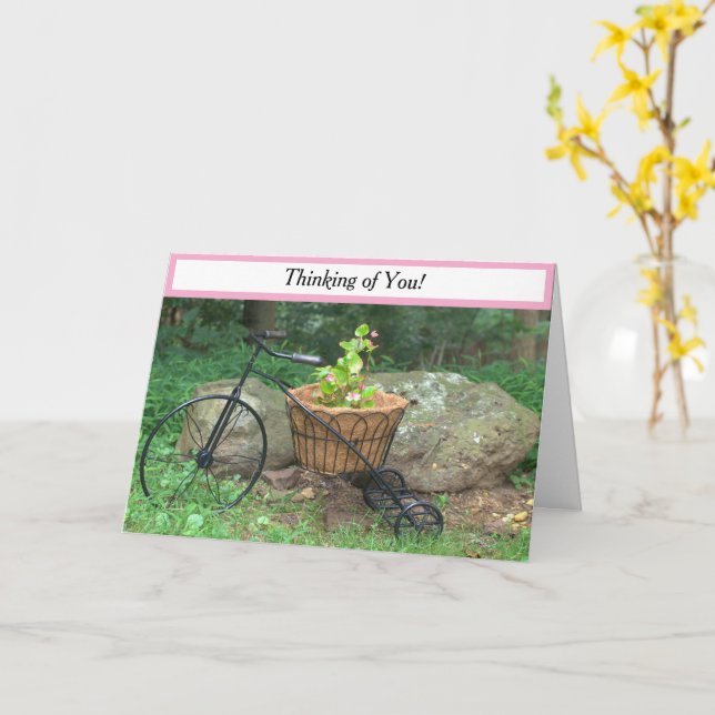 Carte Penser à votre vélo Fleurs roses (Fleur jaune)