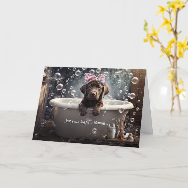 Carte Penser à vous adorable Labrador Retriever Chien ch (Fleur jaune)