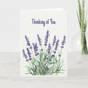 Carte Penser à vous Aquarelle Lavande Jardin pourpre