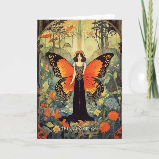 Carte Penser à vous - Art Nouveau (Devant)