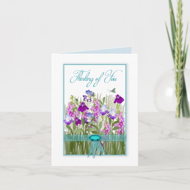 Carte Penser à vous, Belles fleurs des jardins (Devant)