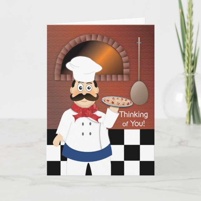Carte Penser à vous Chef Italien Cuisson Pizza Hot Four (Devant)