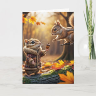Carte Penser à vous Chipmunk avec un maïs