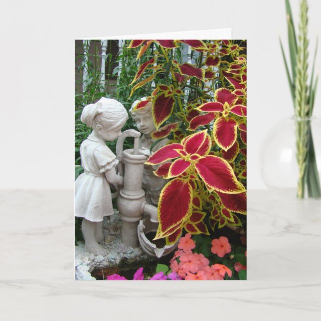Carte Penser à vous, Coleus Avec Pompe Figurine (Devant)