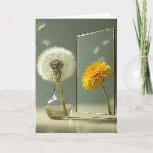 Carte Penser à vous Dandelion réflexion dans un miroir