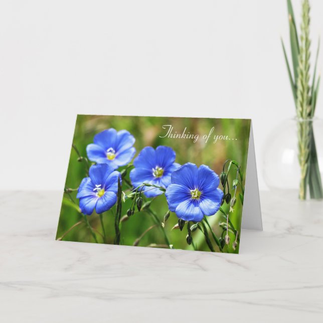 Carte Penser à vous - Fleurs bleues (Devant)