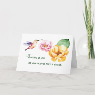 Carte Penser à vous Fleurs et Colibri