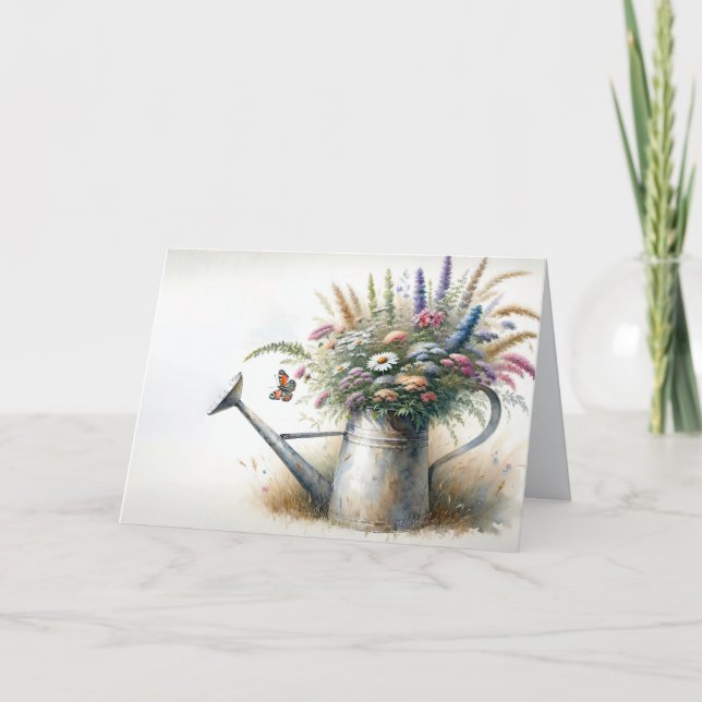 Carte Penser À Vous Fleurs sauvages Dans L'Arrosage Can (Devant)