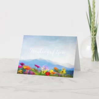 Carte Penser à vous Fleurs sauvages sur la peinture de m