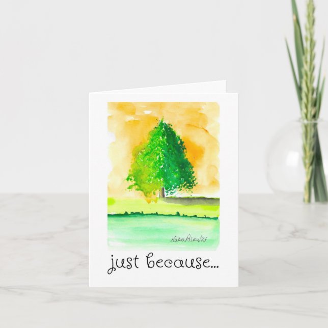 Carte Penser à vous, juste parce que, Folk Art aquarelle (Devant)